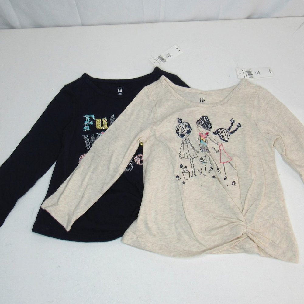 2 Baby GAP Toddler Twist Front Graphic Shirts Top
